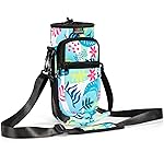 Nuovoware Water Bottle Carrier Bag, 25oz/32oz Bottle Pouch Holder, Adjustable Shoulder Hand Strap 2 Pocket Sling Neoprene Sleeve Sports Accessories for Men/Women Hiking Travelling, Coloured Leaves