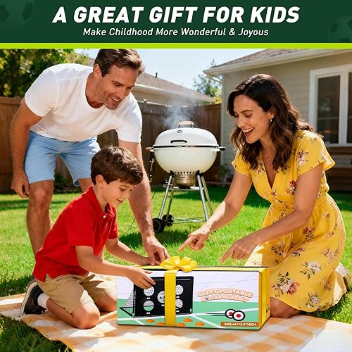 Miniatura 9 de Portería de fútbol, juego de porterías de fútbol para niños de 4 x 3 pies para patio trasero, equipo de entrenamiento de red de fútbol portátil con