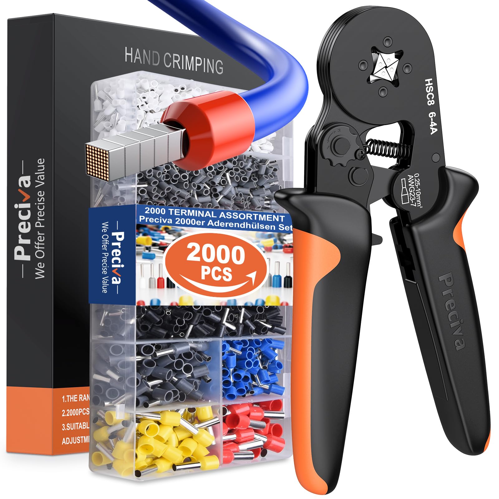Preciva Ferrule Crimping Tool with 2000PCS Wire Connectors