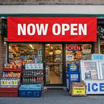 For sale/Now open3x8 Feet Large Now Open Banner Bold, Weatherproof Vinyl Sign for Retail Stores & Businesses red