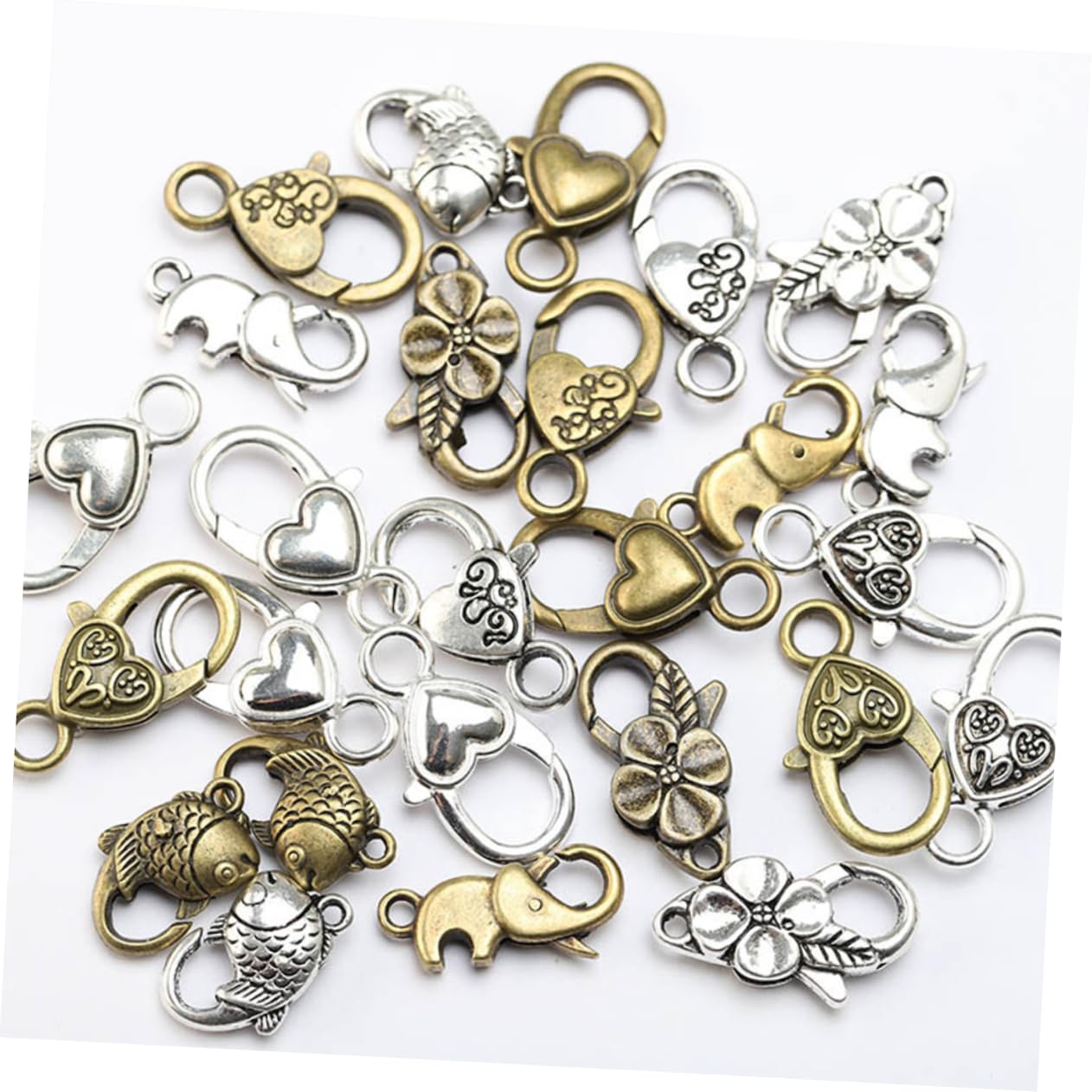 Operitacx 3 Set Di Fermagli Per Braccialetti E Collane Alla Moda A Forma Di Cuore Con Chiusura A Moschettone Per La Creazione Di Gioielli 40 Pezzi*3