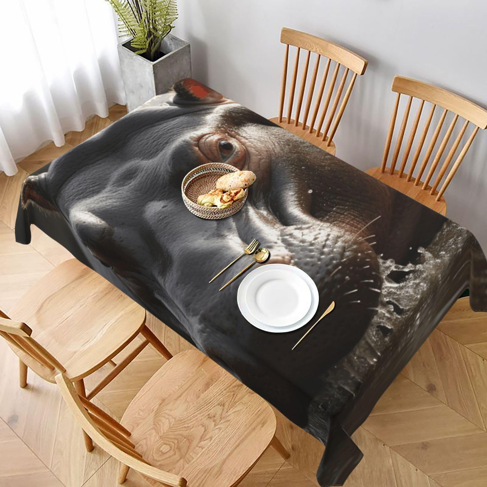 MXDLKSWPOH Table Cloths for Rectangle Tables 152x228 cm Waterproof Farmhouse Table Cloth hippo Tablecloths Washable Wrinkle Free Table Cover for Dining Table Weddings Events Party Buffet