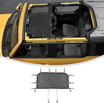 Linskip Front Freedom Panel Sunshade Compatible with Ford Bronco & Bronco Raptor 2021-2025, Overhead Protection Mesh Screen Sun Shade Black Bikini Top Cover for Bronco Exterior Accessories