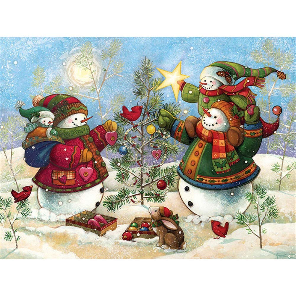 Peinture diamant bonhommes de neige 5D cadeau créatif idéal pour décoration maison et famille