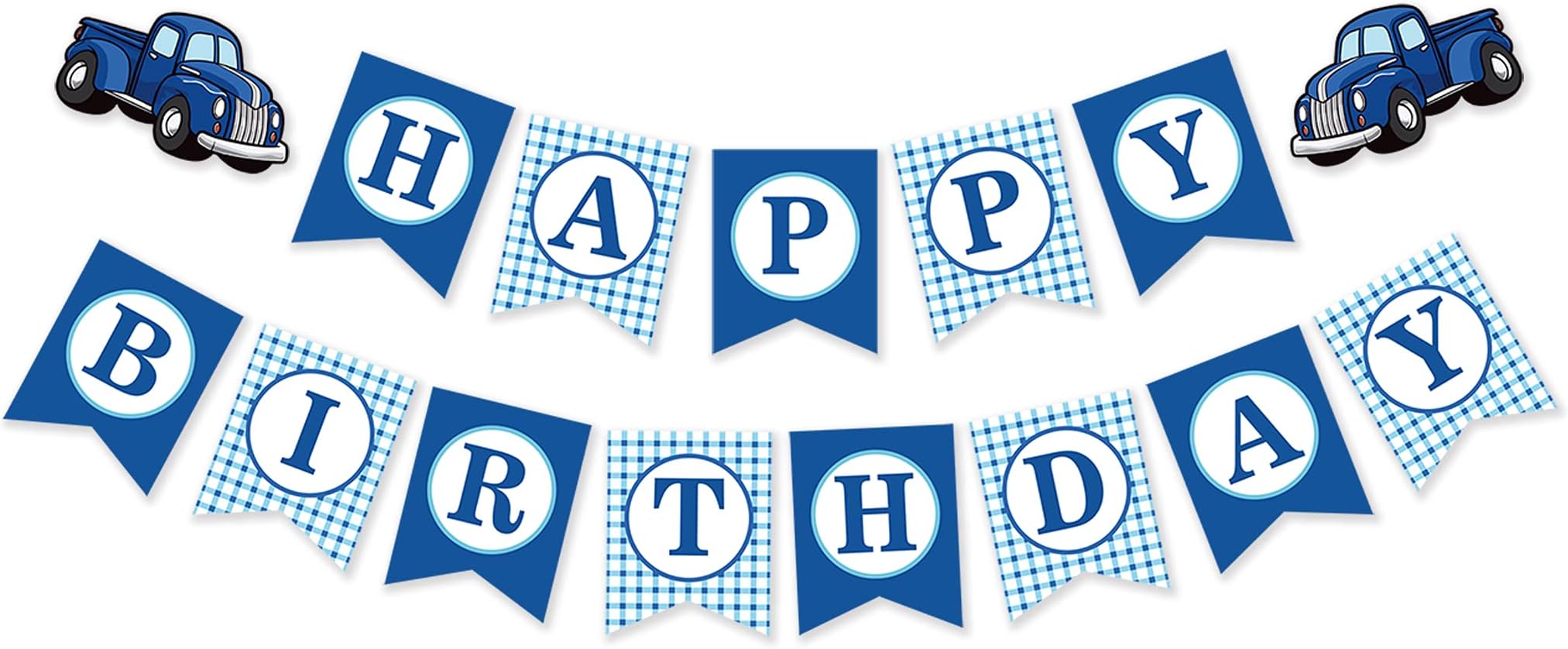 Silvima Blue Truck Happy Birthday Banner, Little Blue Truck Bday Party Decor, Beep Beep Beep Truck Sign for 1st 2nd 3rd Birthday
