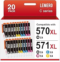Lemero PGI-570XL CLI-571XL Cartuchos compatibles con Canon 570XL 571XL Cartuchos de impresora para Canon MG5750 Cartuchos para PIXMA TS5055 MG6850 MG5751 Multipack