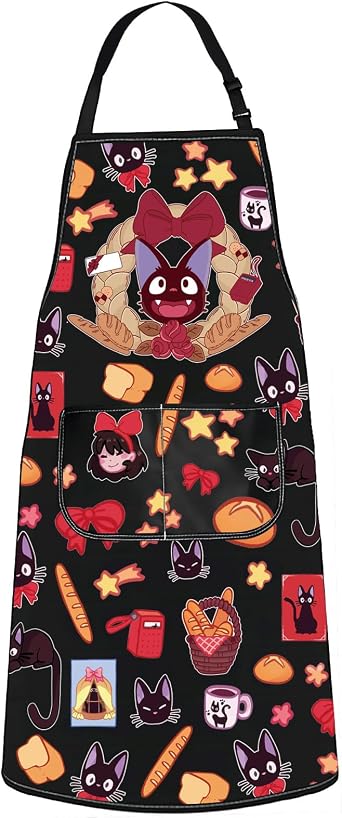 WZMPA Anime Cat Jiji Cooking Apron Kiki & Tombo Fans Gift Kiki Breakfast Chef Apron Kiki Bakery Merchandise