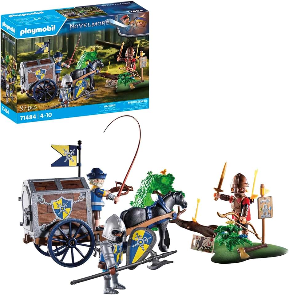 PLAYMOBIL Novelmore 71484 Überfall auf Transportwagen, gefährlicher Kampf um das Gold, Novelmore-Rit