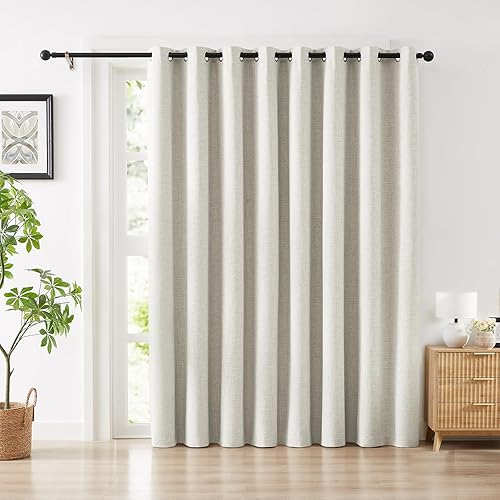 Miniatura 30 de Melodieux - Cortinas de lino 100% opacas azul cielo, 108 pulgadas de largo para sala de estar, dormitorio, cortinas de lino con aislamiento térmico