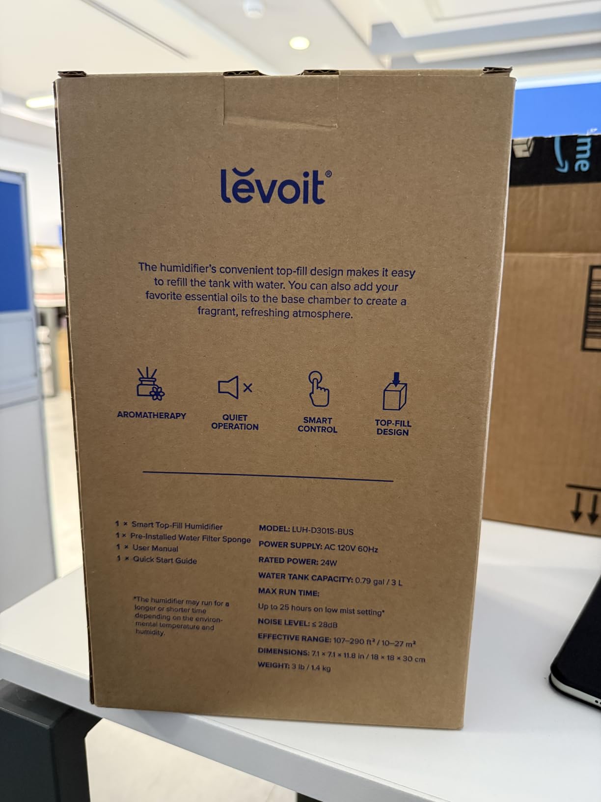 Levoit humidifier retail box