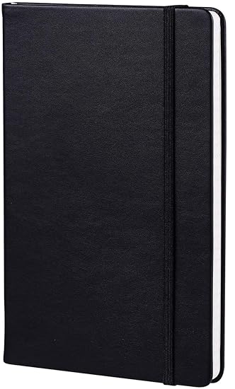 AccuPrints Black Hard Bound A5 or 5.8 * 8.3 inches Notebook Diary with Elastic Lock PU Leather Pages 200 for Office Personal Man boy Girl Daily Planner Notebook Diary Planner Composition Notebook Diarys Doodle 2021