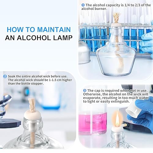 Miniatura 2 de Annhua Quemador de lámpara de alcohol, quemador Bunsen de alcohol, 5.1 fl oz, quemador de alcohol de vidrio, calefacción para equipos de