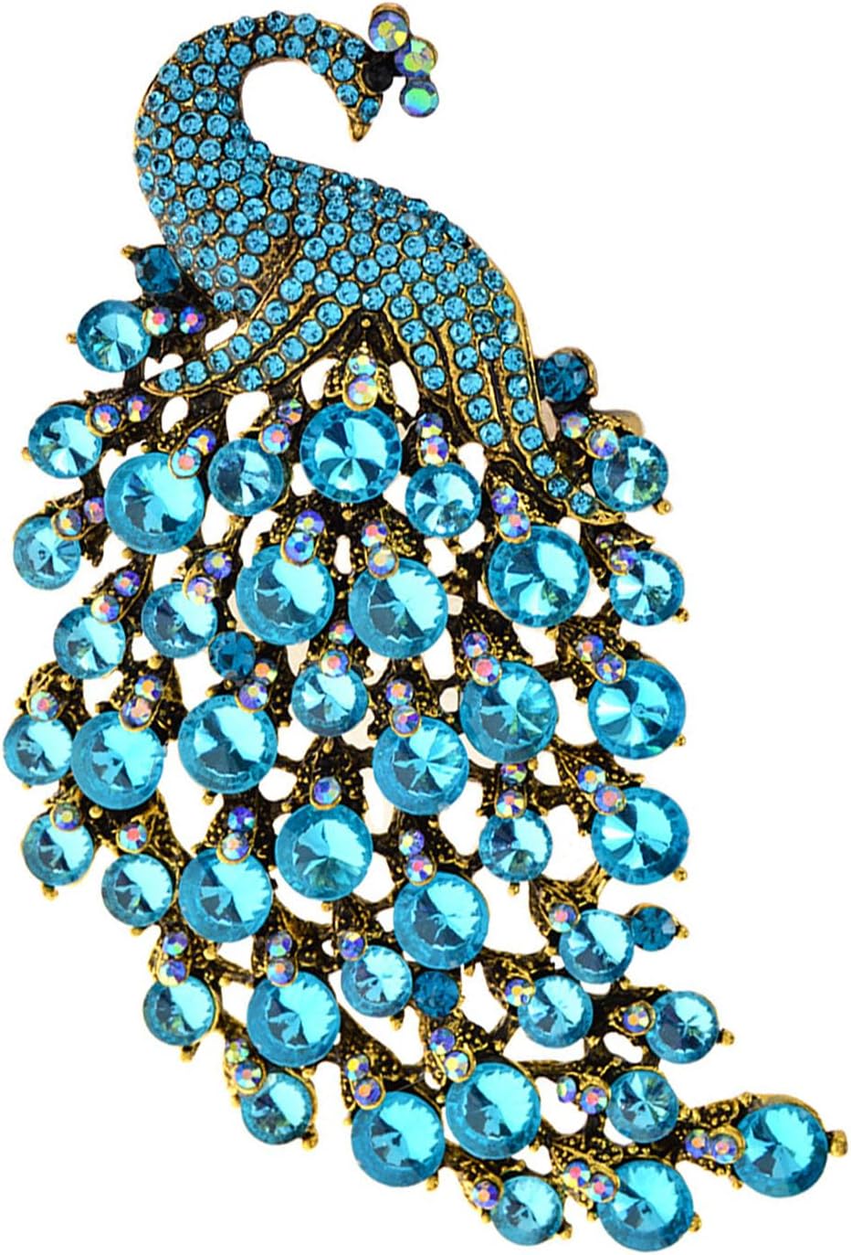 WCRAZYE Rhinestone Peacock Brooch Pin for Women Girls Fashion Exquisite Exaggerated Big Crystal Bird Animal Brooches Lapel Pins Elegant Dress Accessories Wedding Christmas Birthday Jewelry Gift