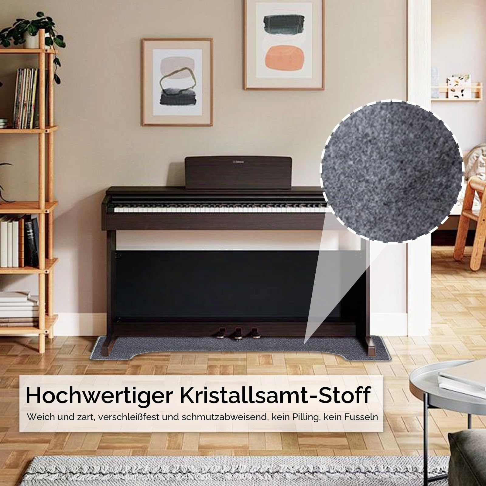 Aisny Klavierteppich, Schallschutz Teppich 160 x 70 cm Klavier Matte rutschfest Matte Klavier Teppich Klavier Bodenschutzmatte Antivibrationsmatte für Schalldämmung, Grau