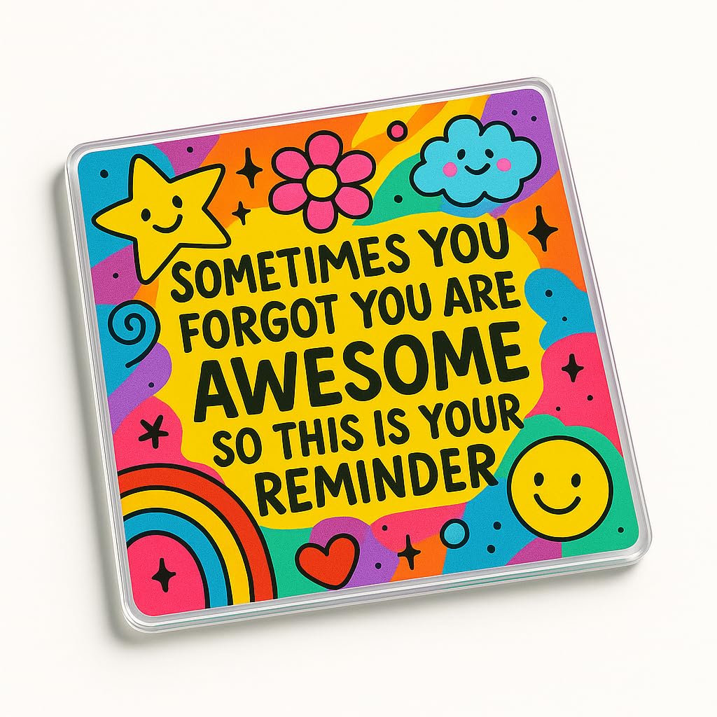 The Plum Penguin Kaleido Vibe Acrylic Coaster Gift With Inspirational Quote - Motivational Desk Decor For Friend's Office Uplift