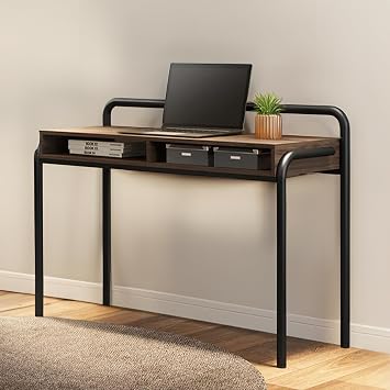 Furniture Dash - Industrial Office Desk - Modern Computer Desk - Wooden Home Office Desk - Gaming Desk - Classy and Modern Desk - 46" W, 17" D, 34" H - Riga Range