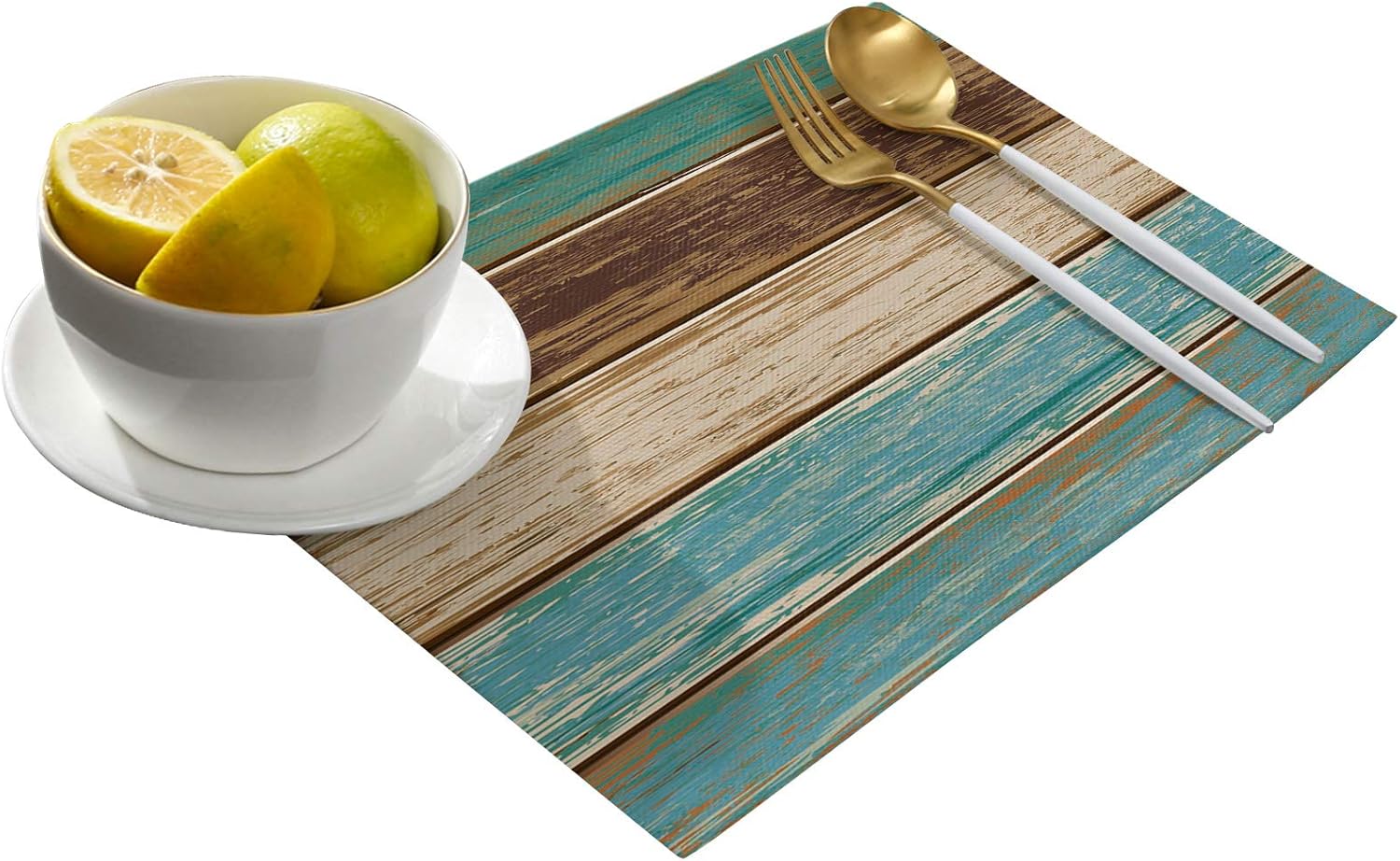 Teal Placemat For Dinning Table,Placemats Set Of 4-Cotton Linen Waterproof Cloth Table Mat-Easy Clean Place Mat,Machine Washable Fabric,Rustic Farmhouse Holiday Kitchen Modern Outdoor Dinner Decor
