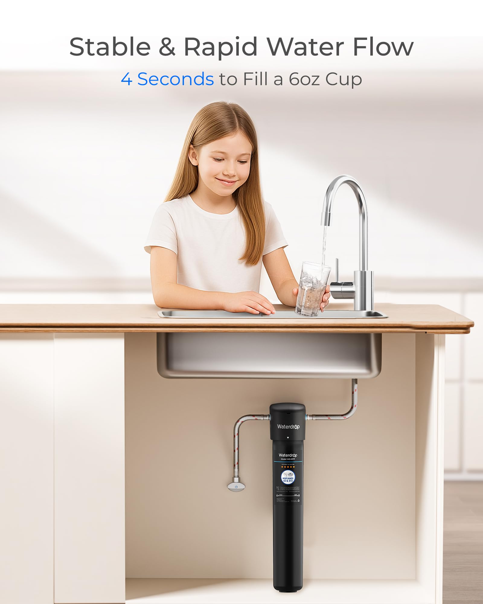 Waterdrop RF17 Replacement Filter Cartridge for 17UA 17UB Under Sink Water Filter Reduces PFAS PFOA PFOS Lead Chlorine — view 7