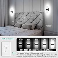 Vista 2 de TRLIFE Dimmable Wall Sconces, Modern Wall Sconces Set of 2 Hardwired Wall Mounted Lights 12W 6000K Cool White LED Wall Sconce Lighting for Bedroom