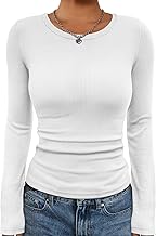 ATHMILE Womens Long Sleeve Crewneck/V Neck Ribbed Tops Fall Fitted Stretch Casual Basic T Shirts 2026