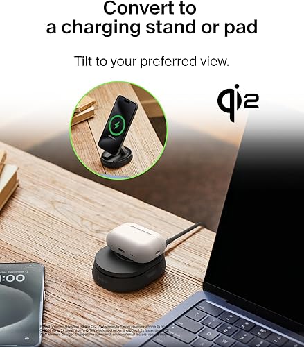 Miniatura 7 de Belkin Soporte de carga magnético convertible de 15 W - Cargador Qi2 rápido compatible con MagSafe, cargador de iPhone para Apple iPhone 16, 16