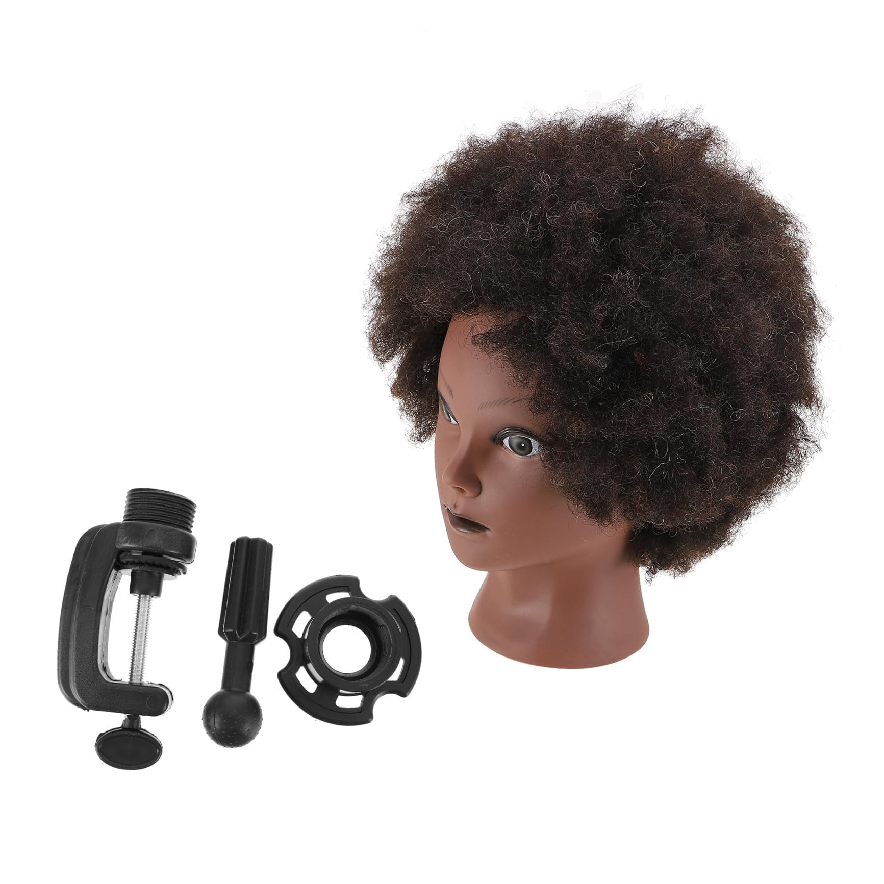 UKCOCO Afro Trainingskopf Echthaar Friseur Mannequin Kopf 10.63X6.69X5.91In Afrikanischer Schaufensterpuppenkopf Für Haarflechten Styling Übung Salon Friseur-Übungswerkzeug