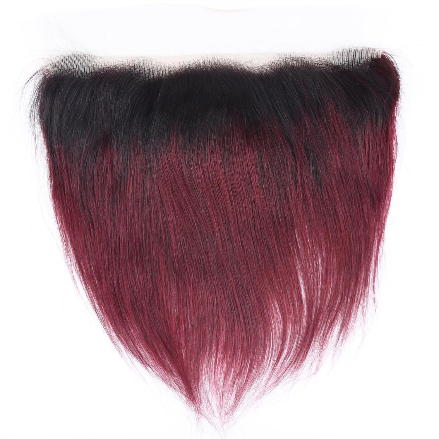 13x4 Ombre Burgundy Lace Frontal Human Hair Ear To Ear Transparent Swiss Lace Frontal Closure 100% Straight Brazilian Virgin Hair 150 Density 14 Inch Ombre Burgundy Color - Image 3