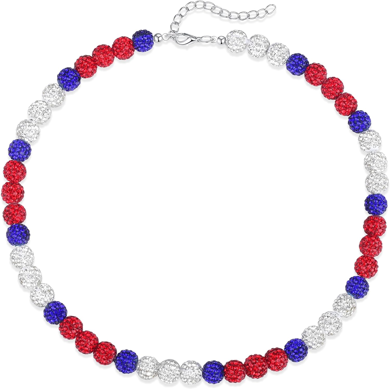 QINJIEJIE Baseball Necklace for Men Glitter Bling Rhinestone Beaded Collection Necklace for Women 16/18in Inspired Sports Jewelry Baseball Chain Cool Gifts for Baseball Players Team Lovers