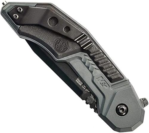 Miniatura 2 de Smith & Wesson M&P SWMP3BS Cuchillo plegable asistido SS de 7.1 pulgadas con hoja dentada Tanto de 2.8 pulgadas y mango de aluminio para exteriores,