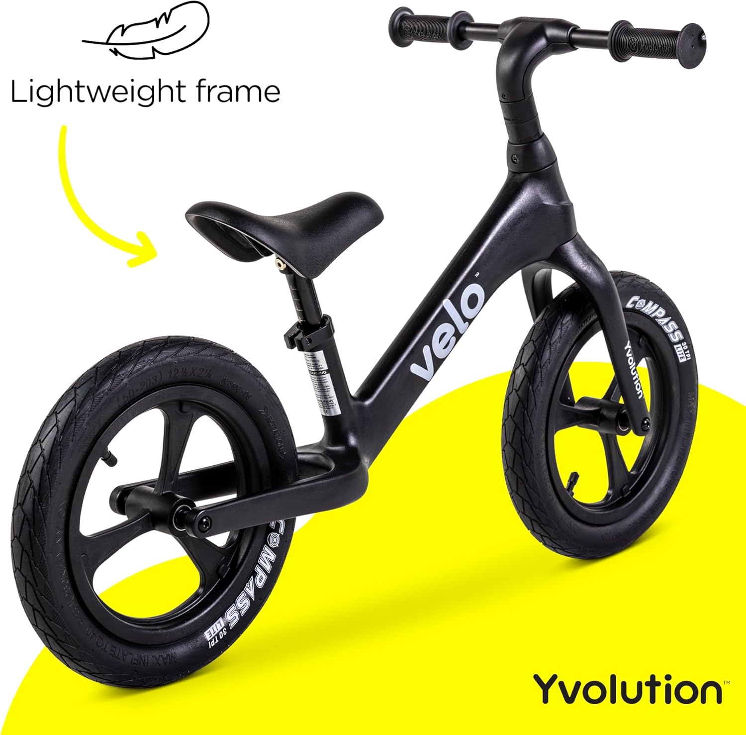 Yvolution Toddler Balance Bike Kids Outdoor Sports Toy, Y Velo Pro Toddler Bikes No Pedal Training Bicycle for Kids Age 3, 4, 5 Years Old with Adjustable Handlebar and Seat, 12" Wheel & Lightweight