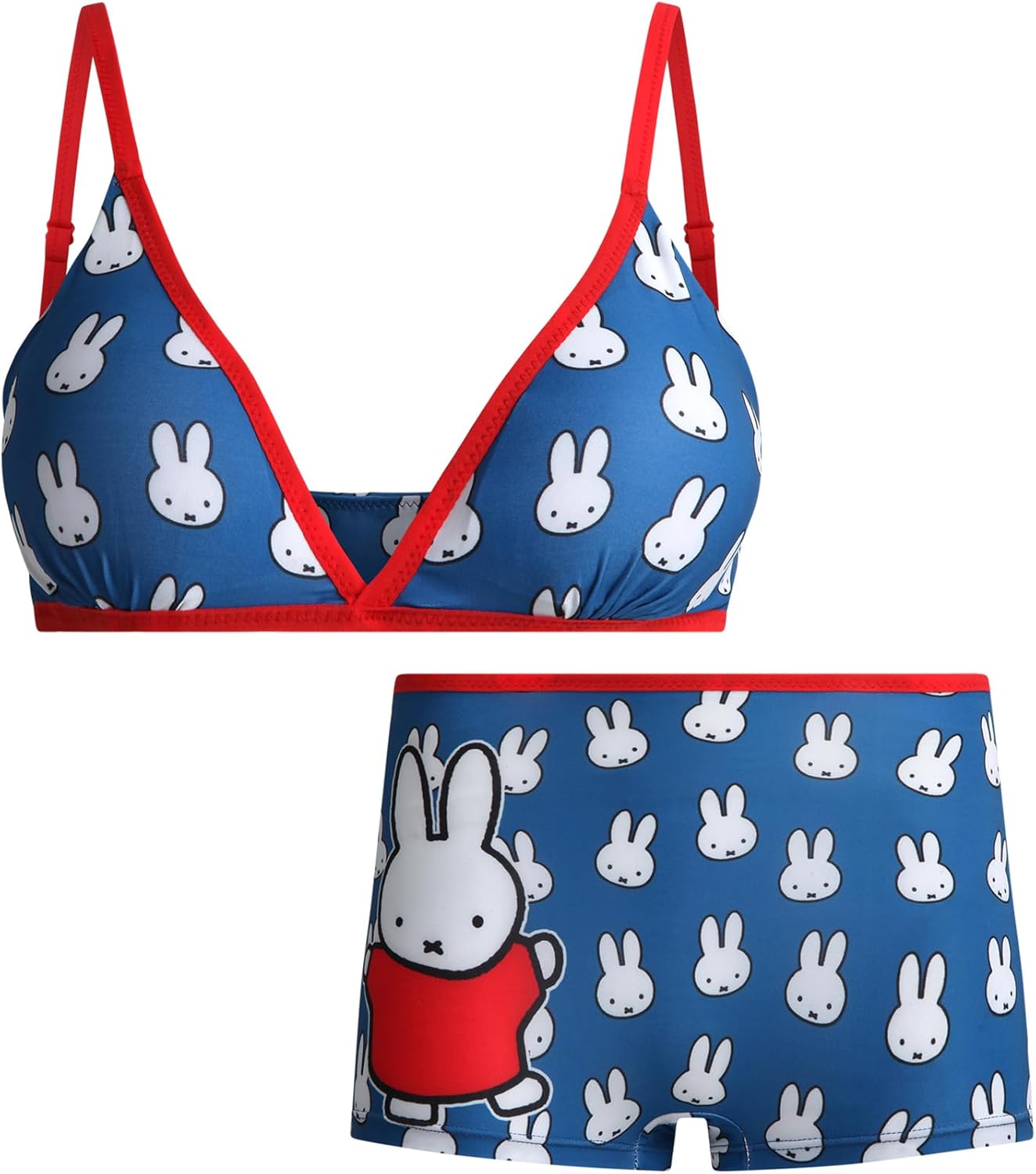 COCO BRANDS Womens Underwear Set - 2 Piece Snoopy Strawberry Shortcake Bralette Bras for Women & Boys Shorts Panty Set