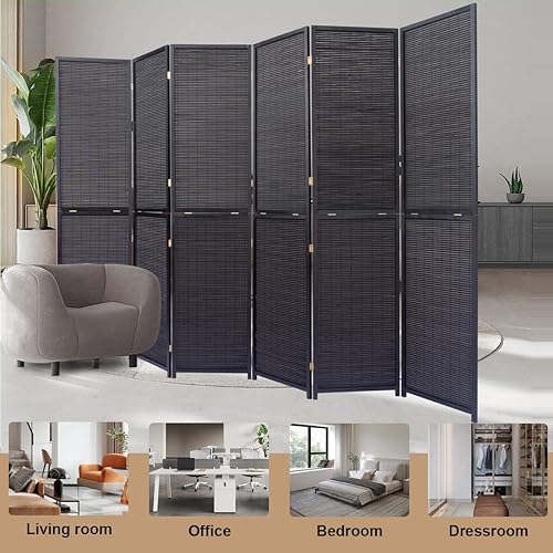 Vista 19 de JVVMNJLK Room Divider, 6 FT Tall Folding Privacy Screen, Partition Divider for Room Separation, Portable Freestanding Wall Divider for Room, Bamboo
