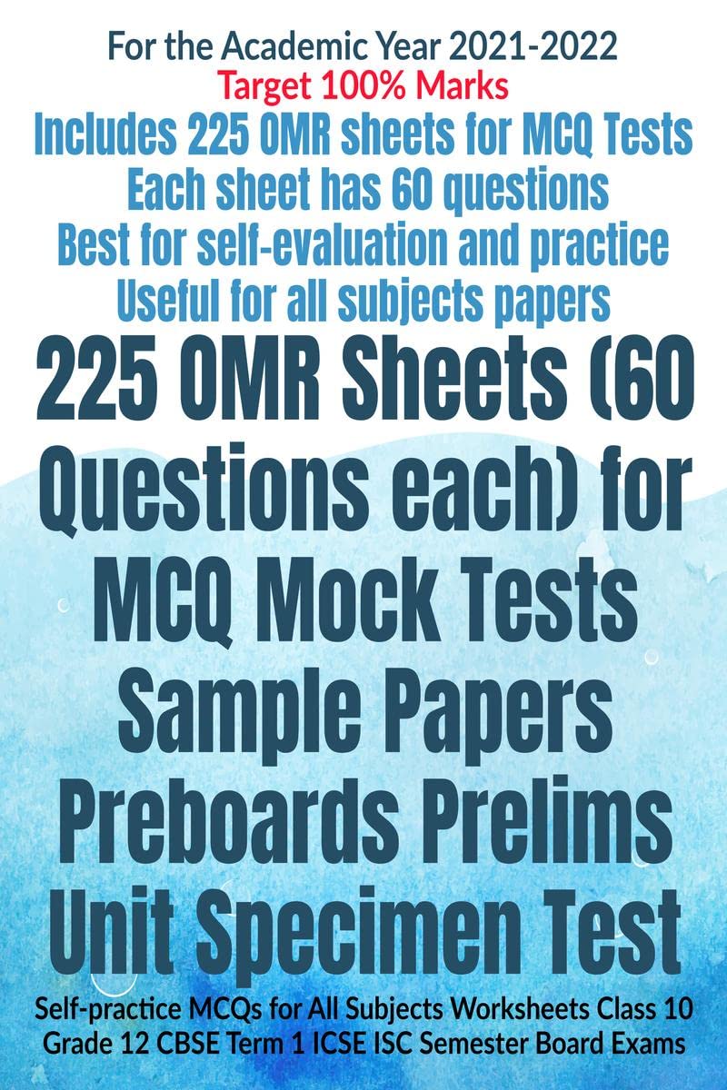 Buy 225 OMR Sheets (60 Questions each) for MCQ Mock Tests Sample Papers
