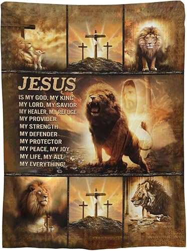 Miniatura 2 de Manta de león de forro polar, suave, acogedora, cálida, para hombres y mujeres, sofá, cama, 50 x 40 pulgadas