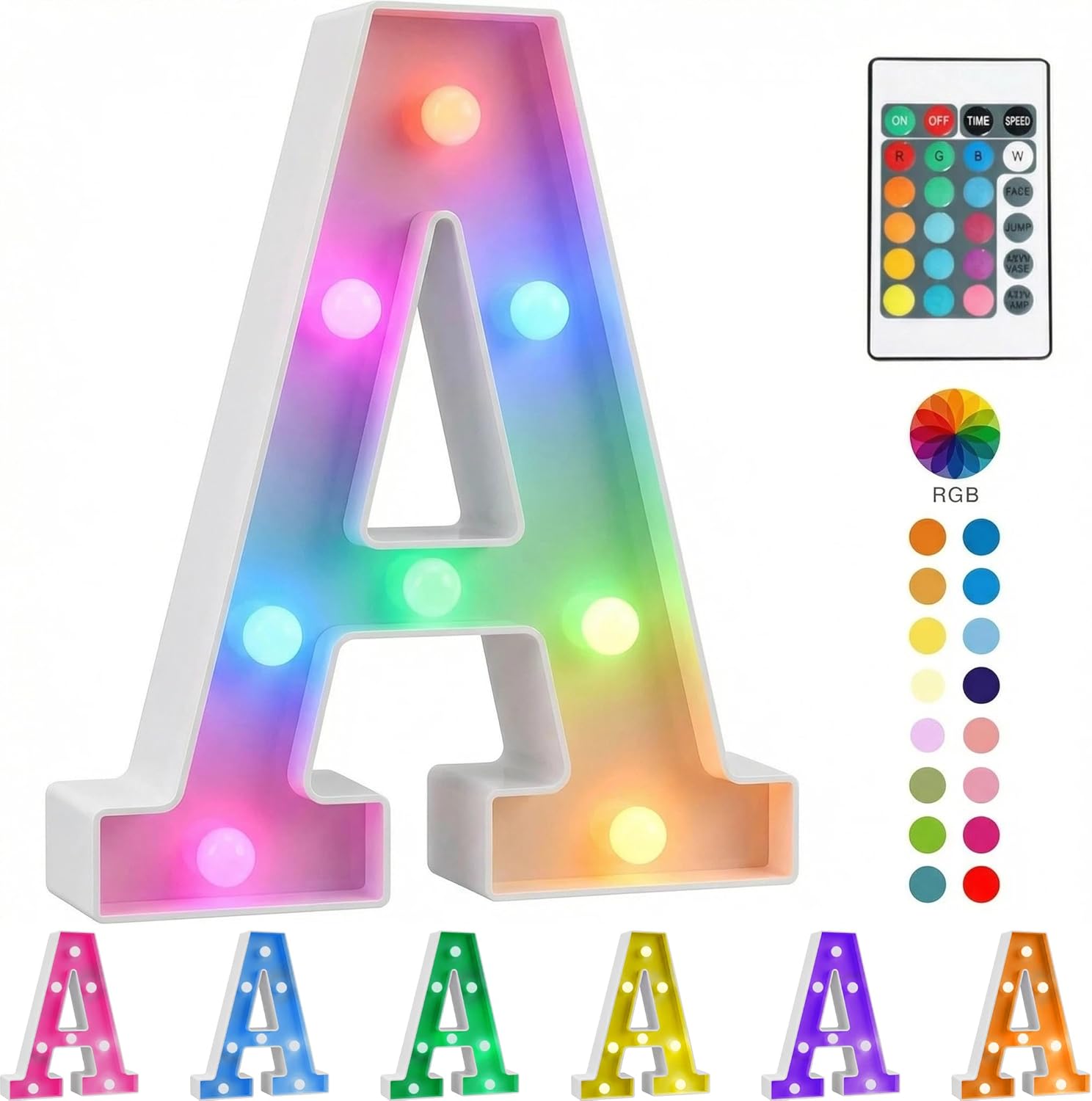 Colorful LED Light Up Marquee Letter A Lights with Remote, Battery Powered & Flashing Modes, DIY Mix & Match Alphabet Signs, for Wedding Engagement Birthday Party & Home Decor Birthday Gift