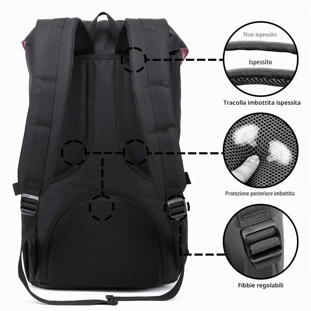 KAUKKO Viaggio Zaino per Computer Portatile da 15" Zaino Scuola Unisex Borsa, 20 Litri