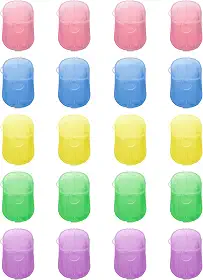 DF DUALFERV Folhas de sabão de mão de papel para viagem, pacote com 20 (400 folhas) mini folhas de sabonete portátil para as mãos, folha de sabão descartável perfumada, folhas coloridas de sabonete de