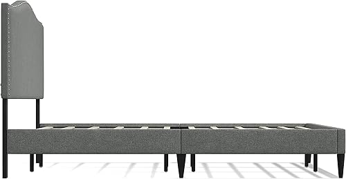 Miniatura 4 de Glenwillow Home Kameli - Marco de cama tapizado con base de clavos, base de colchón, soporte de listones de madera, no necesita somier, fácil