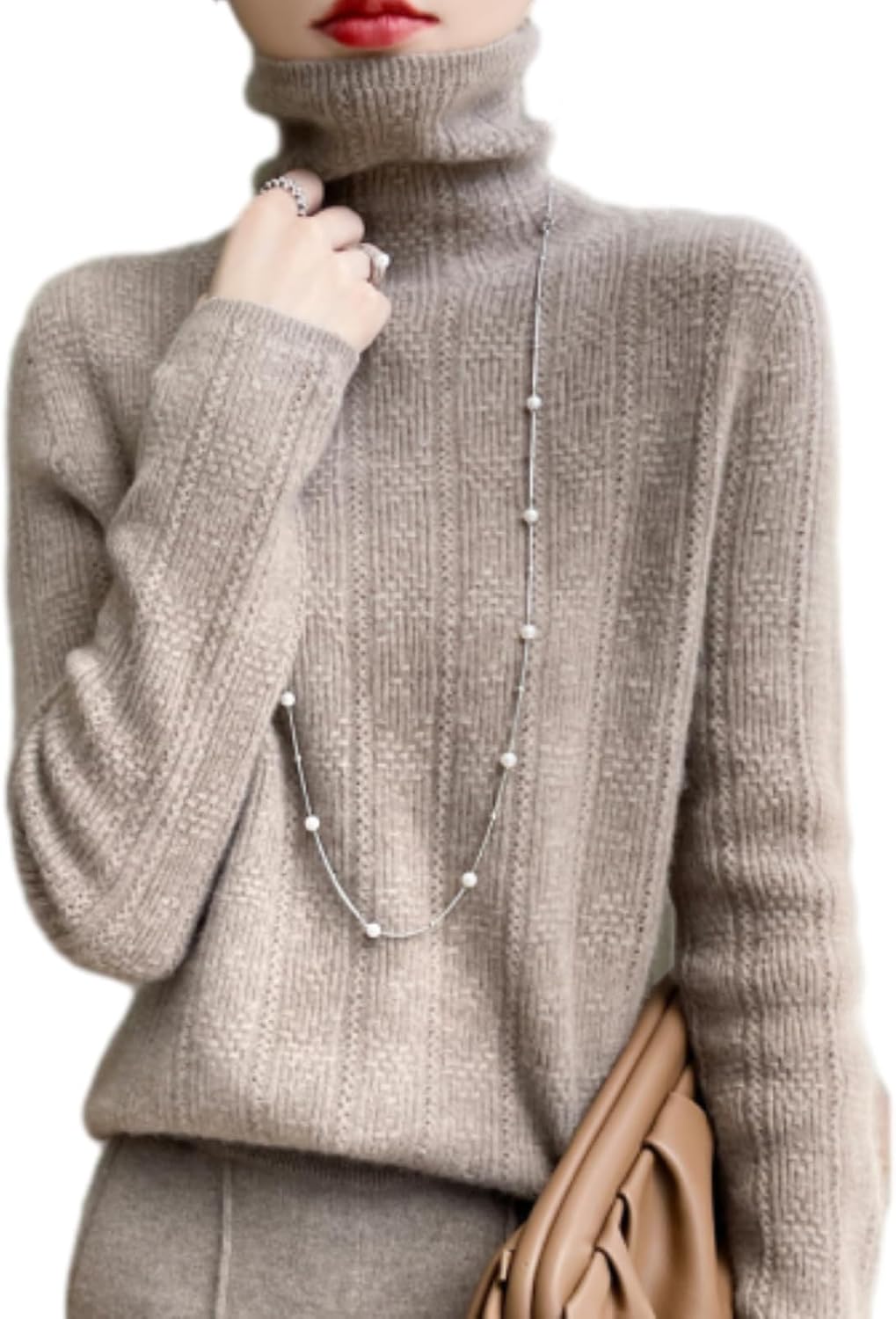 Cashmere Turtleneck Sweater for Women, Autumn Winter Soft Warm Long Sleeve Knit High Neck Wool Sweater, Cashmere Wool Jumpers Ladies, Knitted Jumpers for Women