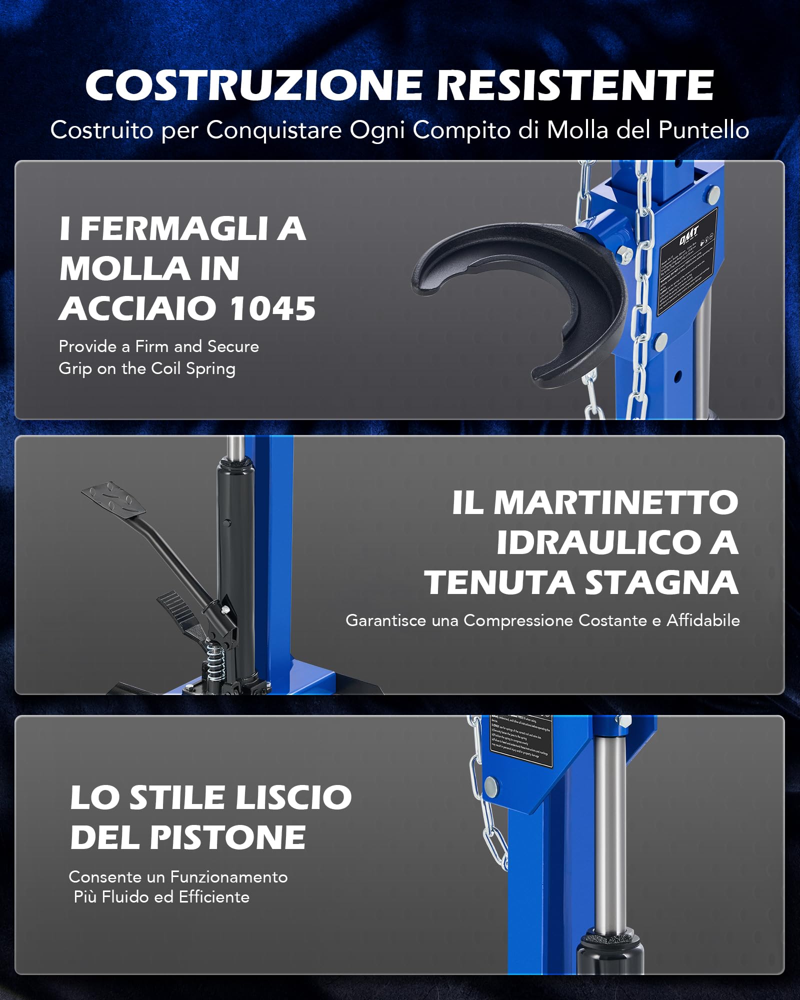 Orion Motor Tech 4.5T Compressore a Molla Idraulico Professionale Compressore Automatico Molla Elicoidale, Compressore per Molle e Ammortizzatori con 4 Fermagli a Molla per Auto, Camion e SUV