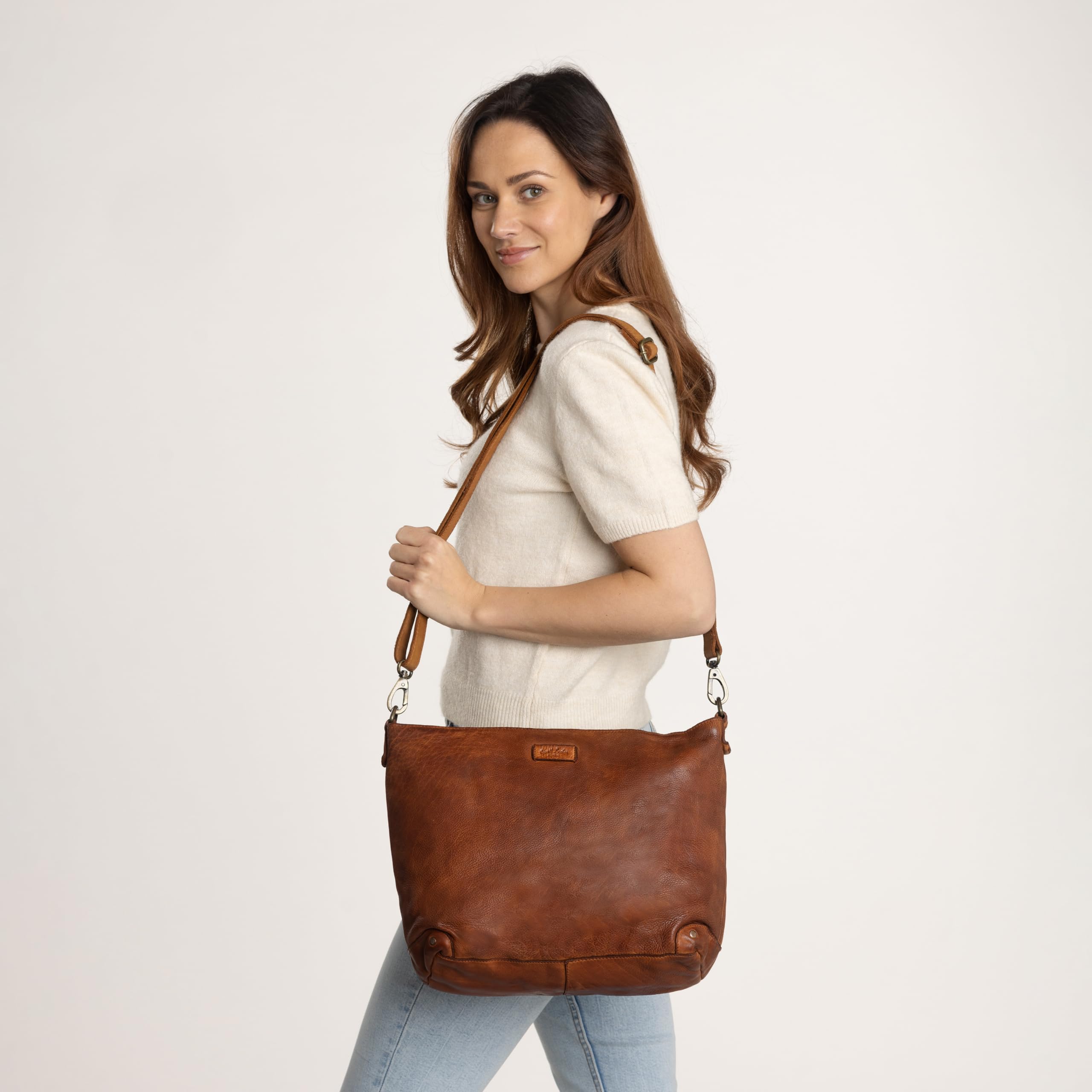 Gusti Handtasche Leder - Suzanne Damen Umhängetasche Ledertasche Vintage Leder