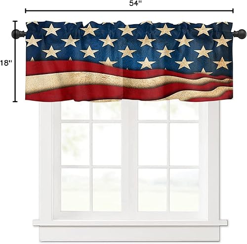 Miniatura 8 de Cortinas de cenefas para ventanas del 4 de julio, diseño de bandera estadounidense, rayas, estrellas, patriótico, para el día de la independencia,