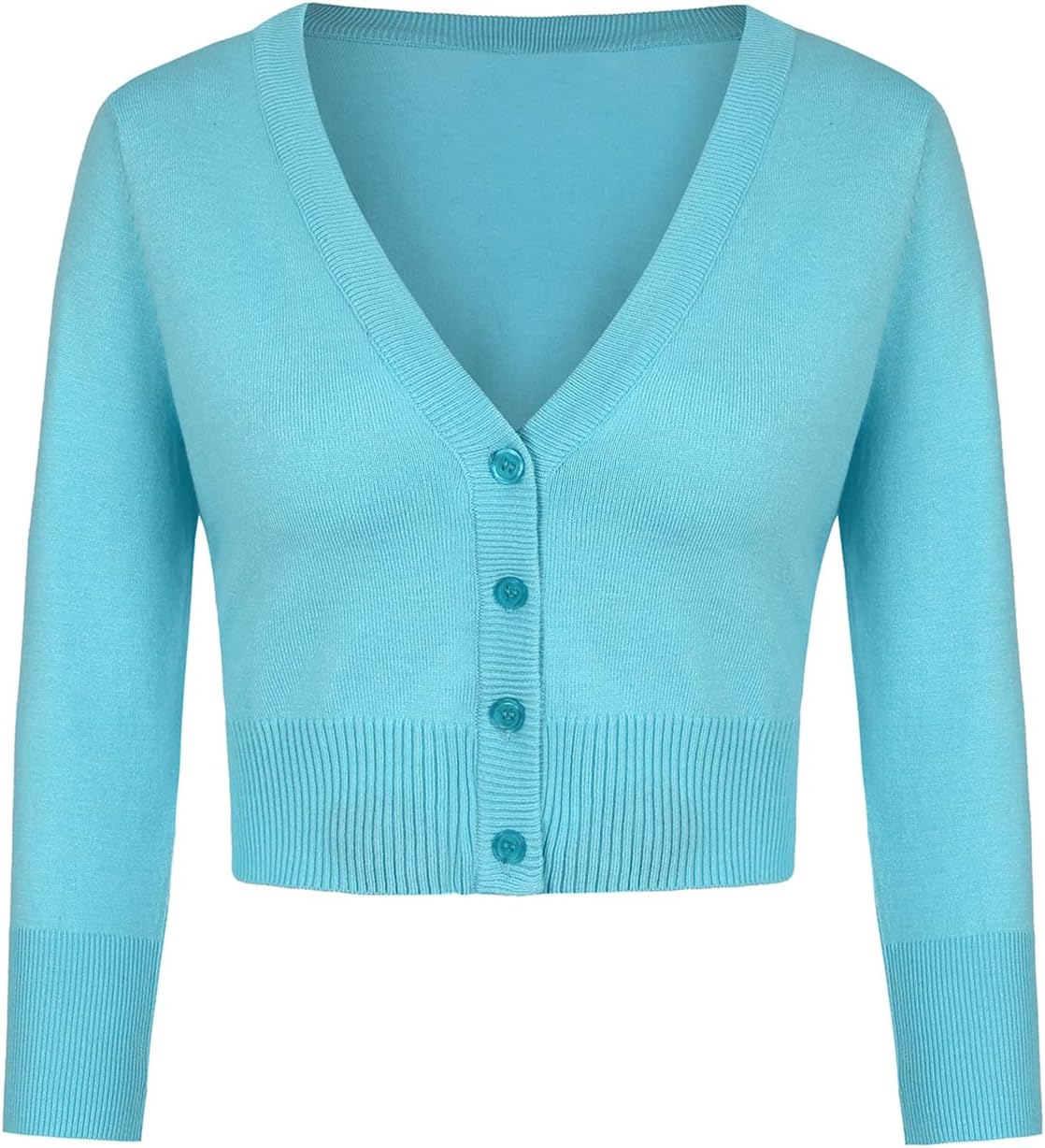 MINTLIMIT Women's Cropped Shrug Bolero 3/4 Sleeve Button Cardigan Sweater