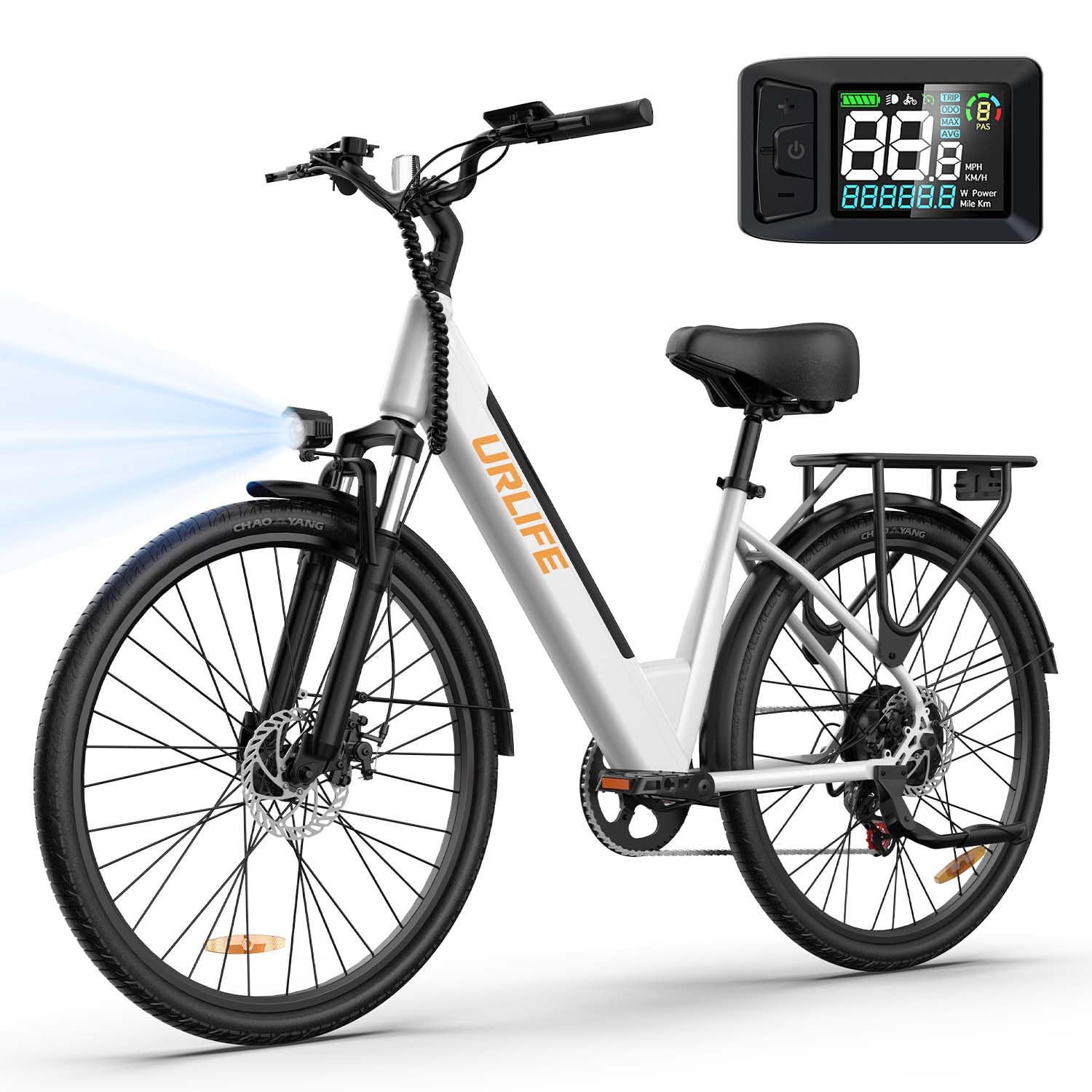 URLIFE 26" Electric Bike for Adults, 750W Peak Motor Ebike, 48V 10.4Ah, 60-Mile Max Range & Commuter E-Bike, Front Suspension & 7-Speed Ebikes