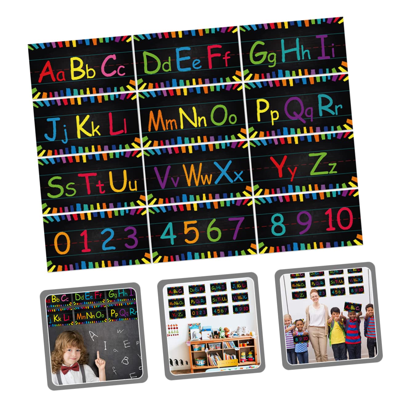 DOITOOL 4 Ensembles Affiche alphanumérique alphabet affiche des nombres d'apprentissage poster educatif lettre decorative stickers enfant approvisionnement des enfants accessoire