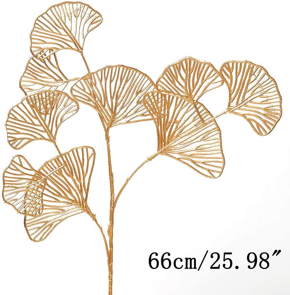 Christmas Winter Artificial Red Berry Twig Stem Arrangement with Gold Leaves for Chinese New Year Tree Wreath Holiday Festival Home Decorations (12pcs Berry(Long) 4pcs Leaves)