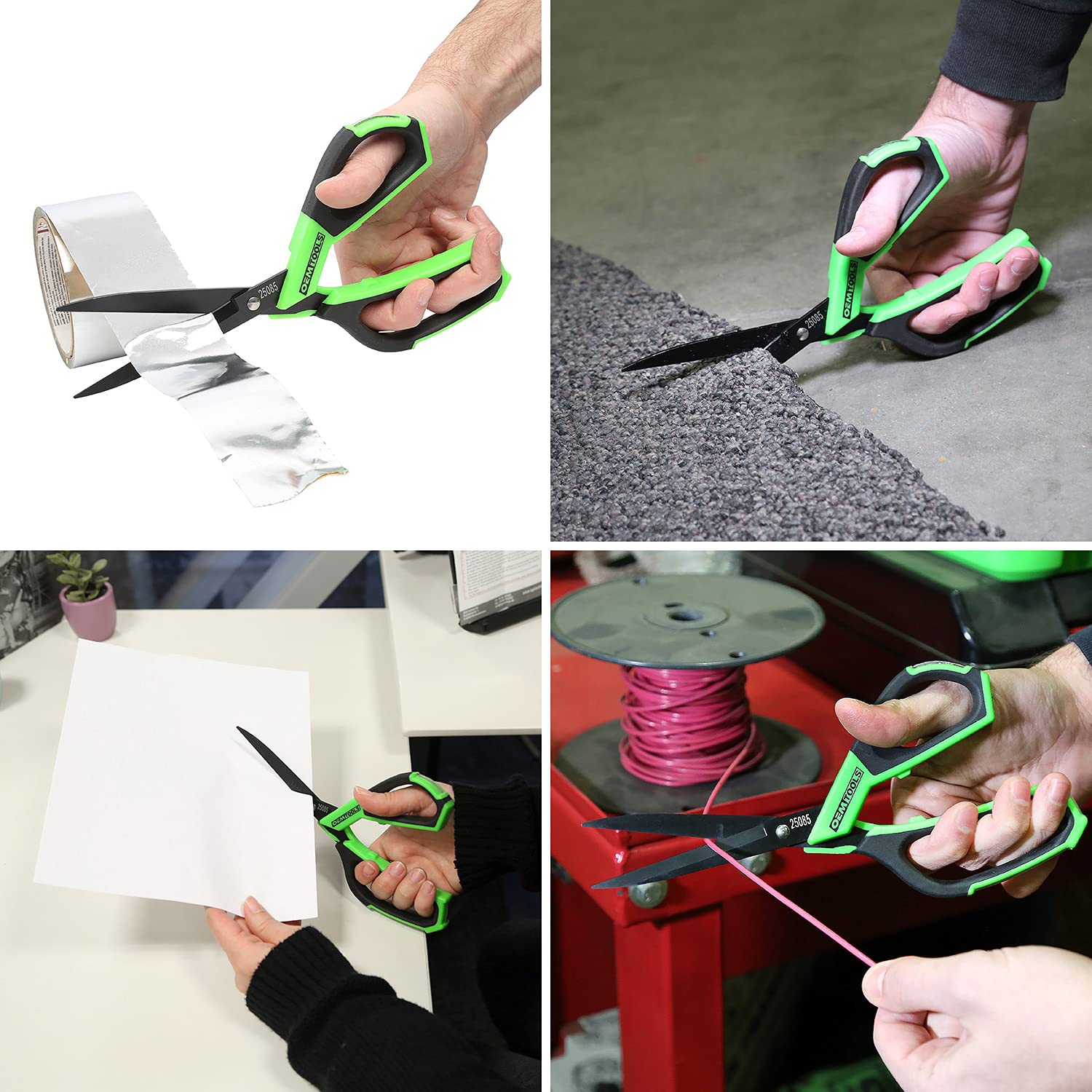 OEMTOOLS 25085 Tijeras de utilidad de 25,4 cm, tijeras de acero inoxidable duraderas, tijeras recubiertas de carbono, suministros de oficina ergonómicos, tijeras multiusos