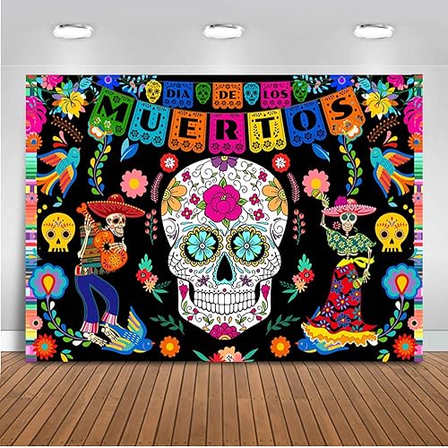 Miniatura 2 de Avezano Telón de fondo del Día de los Muertos Mexicano Día de los Muertos Fiesta Calavera de Azúcar Suministros de Decoración para Fiesta de