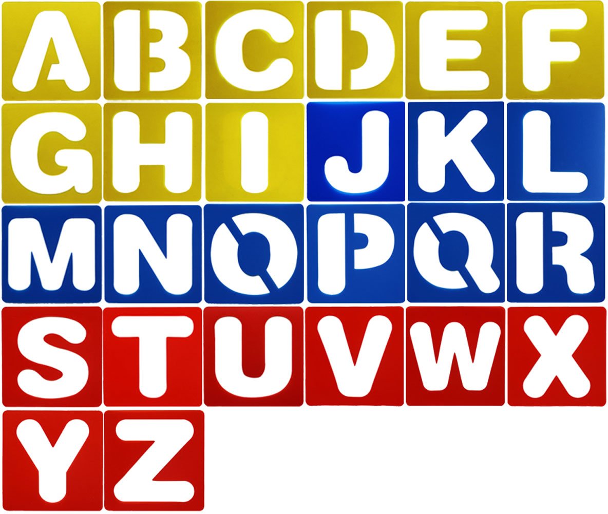 SOOKOO 26 PCS Plastic Letter Stencil Alphabet Stencils Set for Painting Learning DIY, Scrapbooking, Card and Craft Projects
