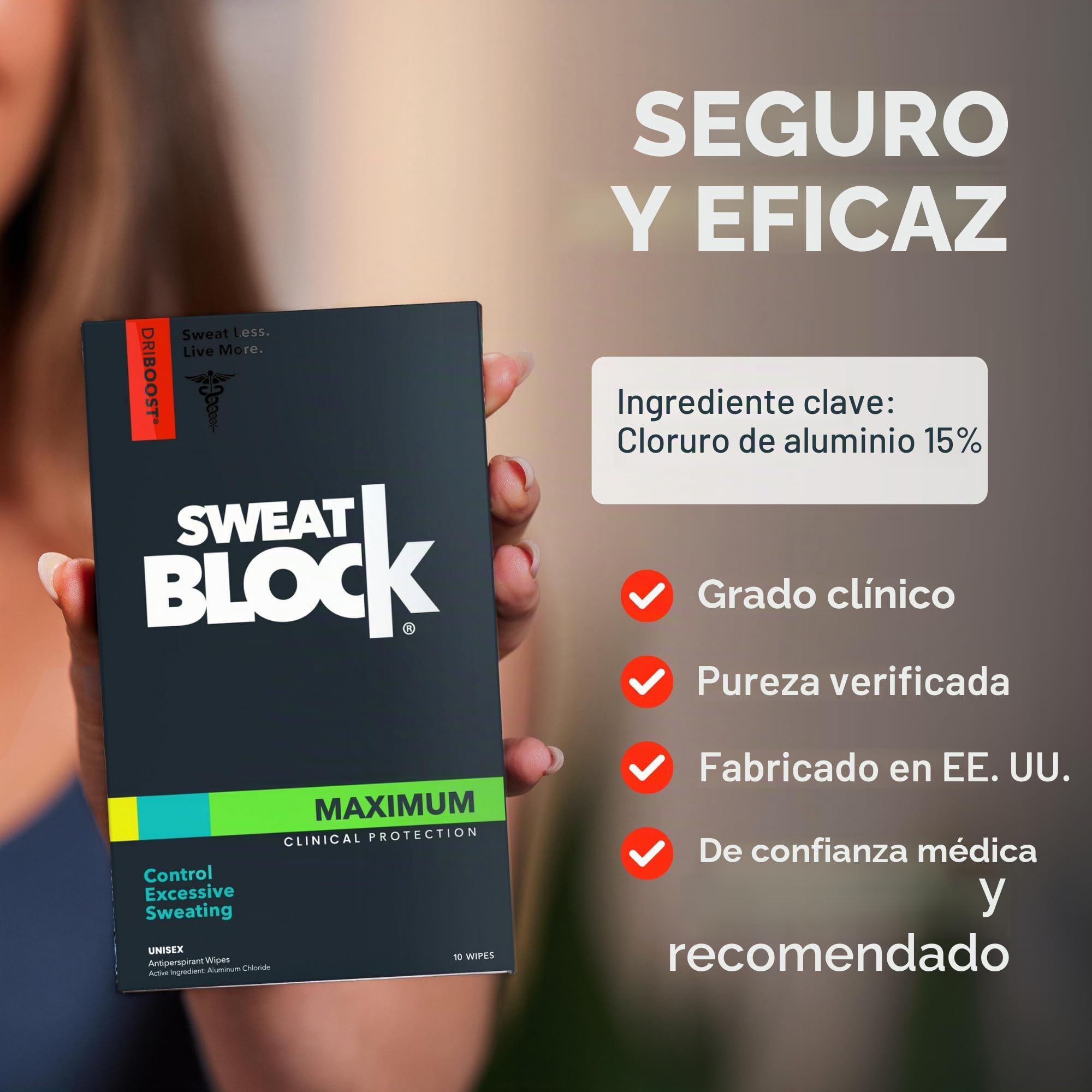 Sweat Block Antitranspirante en formato toallita extrafuerte para hiperhidrosis